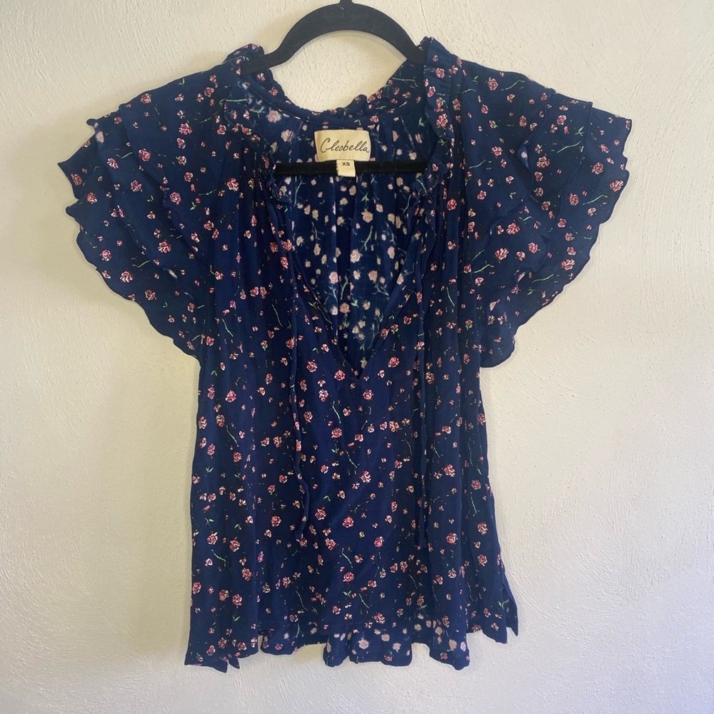 Cleobella Rachel blouse in midnight blue sold out on revolve - Picture 2 of 4